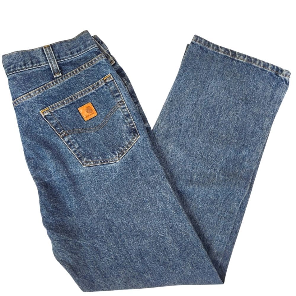 Carhartt Mens Relaxed Fit 5 Pocket Style Medium Wash Jeans 36x32